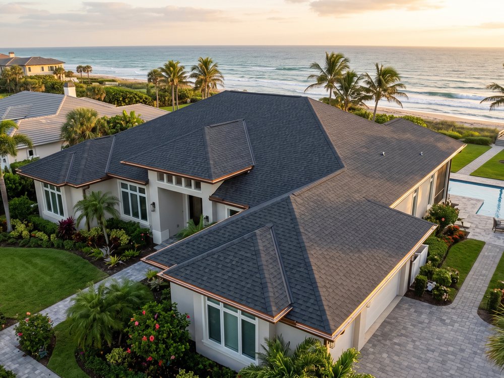 Finished roof system on a Southern California coastal home, built for salt air exposure