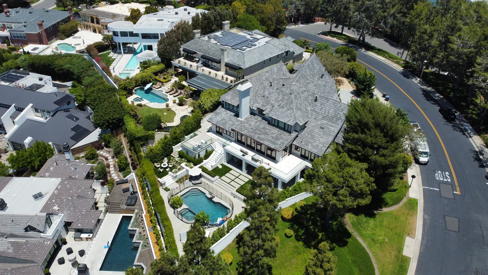 Completed shingle re-roof on a coastal Orange County estate