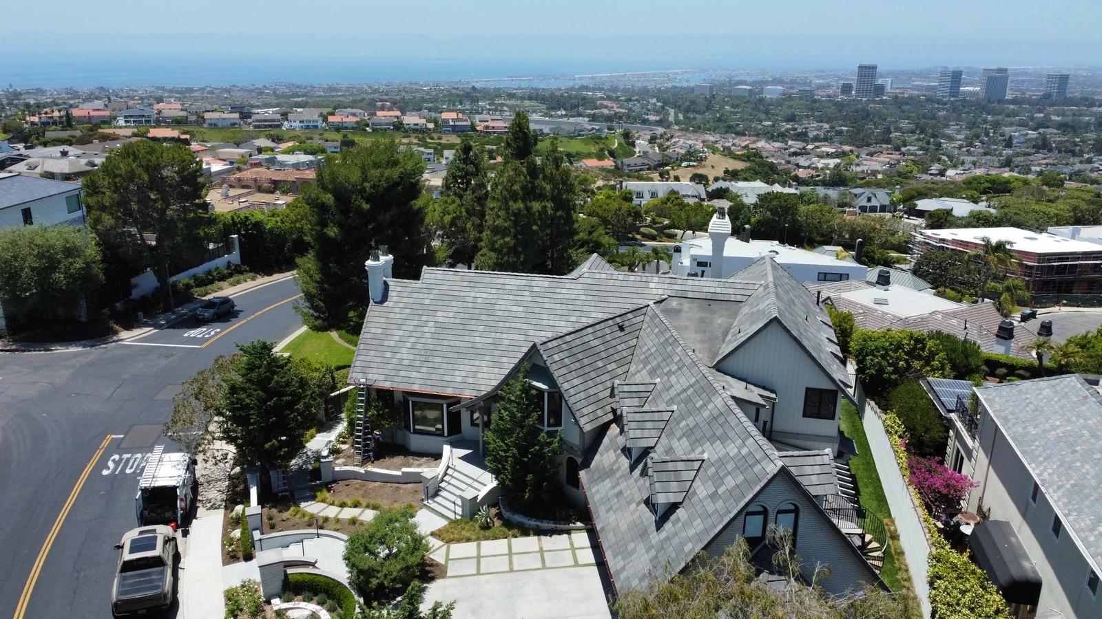 Finished roof overlooking the ocean above Newport